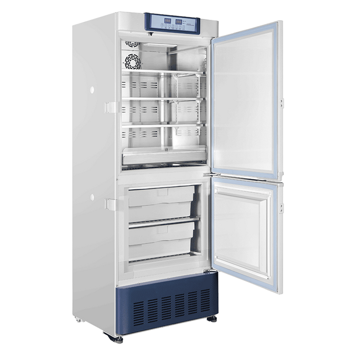 Open Doors Haier Pharmacy Refrigerator and Freezer Combination Reliable Vaccine and Biomedical Sample Storage