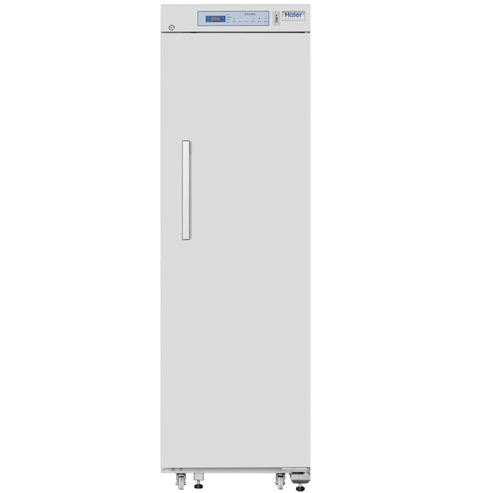 White Haier 461L Single Solid Pharmacy Refrigerator Reliable Storage for Medicines, Vaccines, Biological Products at 2-8°C in Hospitals and Laboratories