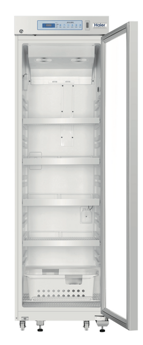 Clear Haier 461L Single Glass Door Pharmacy Refrigerator Eco-Friendly, Low Noise Storage for Vaccines, Medicines and Reagents