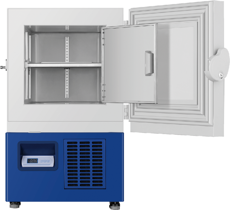 Blue White Haier ULT Energy Saving Undercounter Freezer Reliable Low-Temperature Storage in Clinical, Medical, and Research Laboratories