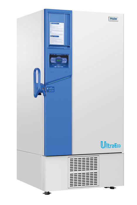 Side View Haier ULT UltraEco Energy-Efficient Laboratory Refrigerator with Precise Temperature Control for Safe Storage of Biological Samples and Sensitive Materials