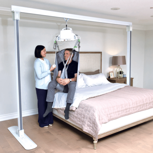 Handicare 2-Post Gantry System For Portable Lift Easy Assembly, Low-Profile Design In Long Term Care Setting