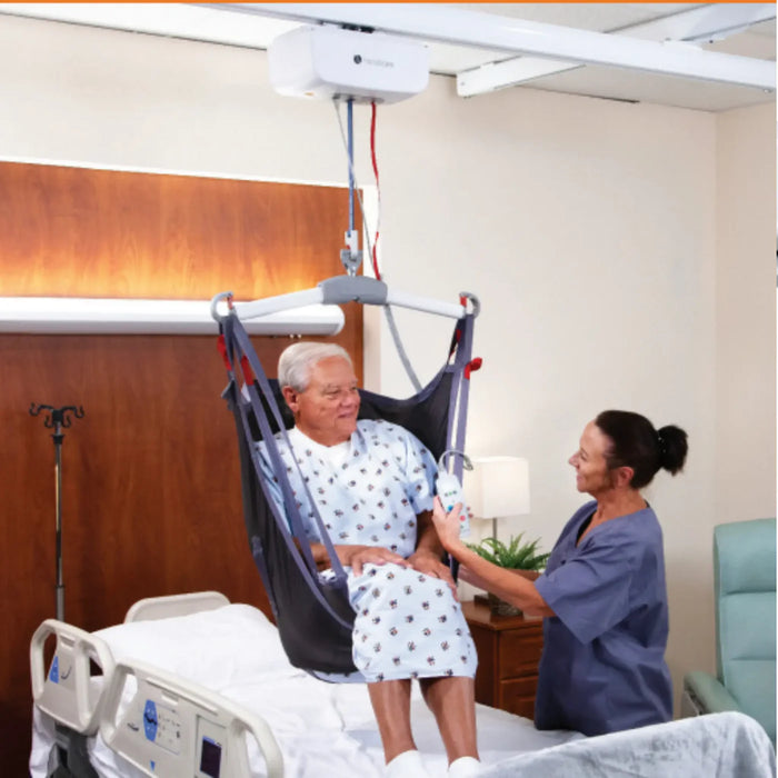 Handicare A-450 Power Traverse Ceiling Lift For Safe Patient Transfers With Tilting Design, Antimicrobial Protection And Real-Time Diagnostics Featuring A Transfer To Bed