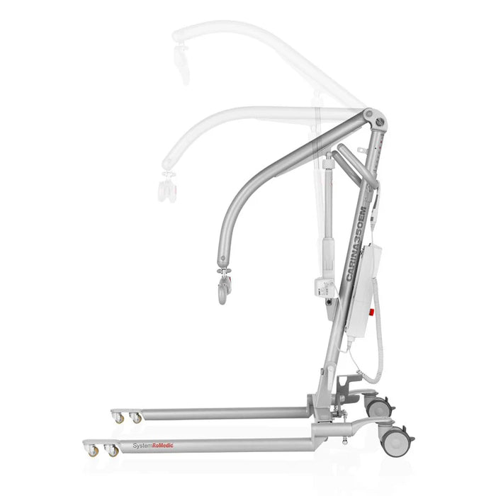 Handicare Carina 350 Mobile Patient Lift Featuring A Compact Foldable Design for Safe Patient Transfers With 350 Lb Capacity In Motion