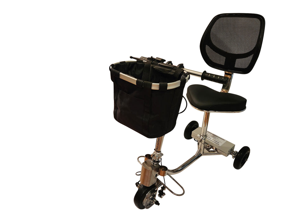 HandyScoot HS101 Mobility Scooter Front Photo Close Up with Storage Bag