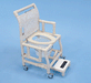 Durable Healthline Medical 18" Shower Chair with Elongated Seat and Sliding Footrest Portable, Almond PVC Commode and Mobile Shower Chair