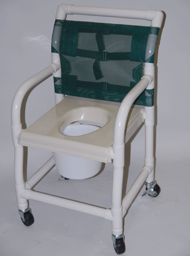 Durable Healthline Medical 18" Shower Commode Chair with Vacuum Formed Seat, Drop-Arm for Transfers, Easy-to-Clean and Supports up to 300 lbs