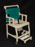 Side View Healthline Medical 18" Drop Arm Shower Commode Chair with Vacuum Seat and Sliding Footrest for Elderly and Disabled