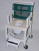 White Healthline Medical 18" Drop Arm Shower Commode Chair with Vacuum Seat and Sliding Footrest for Elderly and Disabled