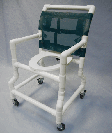 Durable Healthline Medical 18" Shower Commode Chair with Flared Base 300 lb Capacity and Deluxe Elongated Seat