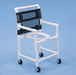 Durable Healthline Medical 18” Shower Commode Chair Elongated PVC Seat with Wheels for Disabled and Mobility-Impaired Users