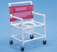 Front Side View Healthline Medical 24" Bariatric Shower Commode Chair with Elongated Seat 400 lb Capacity, Healthcare-Grade PVC, Heavy-Duty Casters