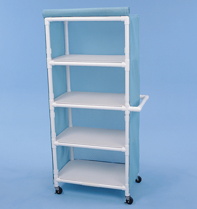 Front View Healthline Medical PVC Linen Cart with Cover Durable 32" x 20" Shelves for Healthcare Facilities