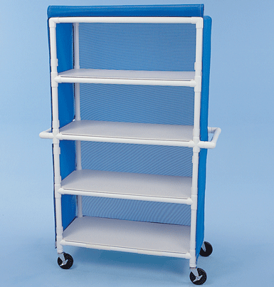 Healthline Medical PVC Linen Cart with Flame-Retardant Cover 42" x 20" for Hospitals and Healthcare Facilities with 4 Shelves