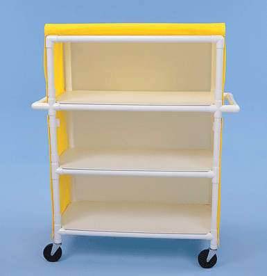 Healthline Medical PVC Linen Cart with Flame-Retardant Cover 42" x 20" for Hospitals and Healthcare Facilities with 3 Shelves