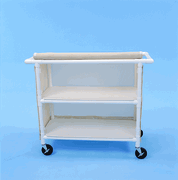Healthline Medical PVC Linen Cart with Flame-Retardant Cover 42" x 20" for Hospitals and Healthcare Facilities with 2 Shelves