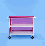 Healthline Medical 48" x 20" Healthline Medical PVC Linen Cart with Flame-Retardant Cover Heavy-Duty Mobile Storage for Hospitals and Clinics with Two Shelves