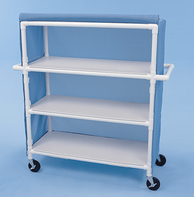 Healthline Medical 48" x 20" Healthline Medical PVC Linen Cart with Flame-Retardant Cover Heavy-Duty Mobile Storage for Hospitals and Clinics with Three Shelves