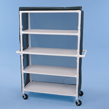Healthline Medical 48" x 20" Healthline Medical PVC Linen Cart with Flame-Retardant Cover Heavy-Duty Mobile Storage for Hospitals and Clinics with Four Shelves