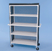 Healthline Medical 48" x 20" Healthline Medical PVC Linen Cart with Flame-Retardant Cover Heavy-Duty Mobile Storage for Hospitals and Clinics with Four Shelves
