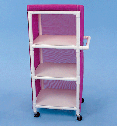 Pink Healthline Medical PVC Linen Cart with Cover Durable 24" x 20" Healthcare Laundry and Towel Storage Cart