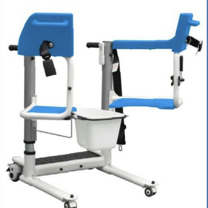 Blue Healthline Medical 4-in-1 Electric Lift Shower Commode Transfer Chair Durable, Comfortable and Adjustable for Easy Transfers and Hygiene Care