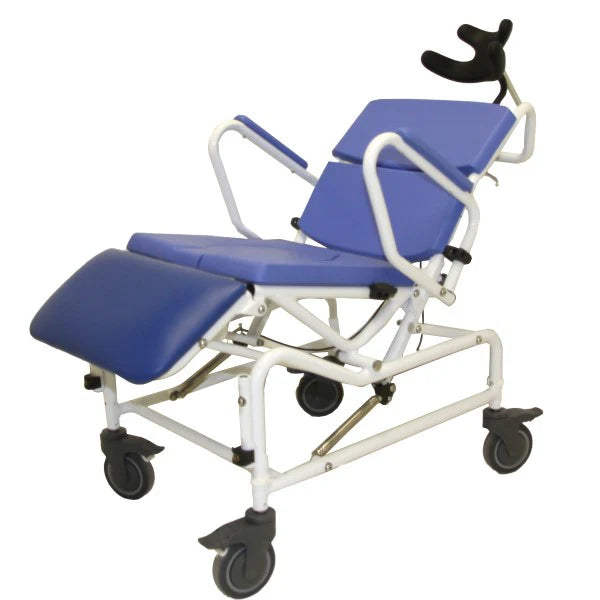 Healthline Medical Rehab Shower Commode Chair with Tilt and Recline Lightweight, Durable, and Perfect for Limited Trunk Control and Balance Side View Tilt