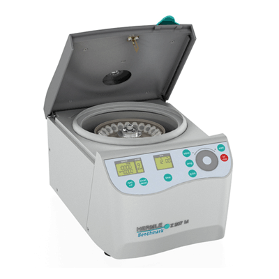 Hermle Z207 M Compact Microcentrifuge Without Rotor Open Lid With Control Panel Right Side View
