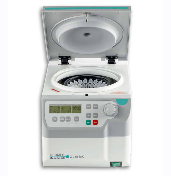 Hermle Z216 MK Refrigerated Microcentrifuge Open Lid With Control Panel Front View