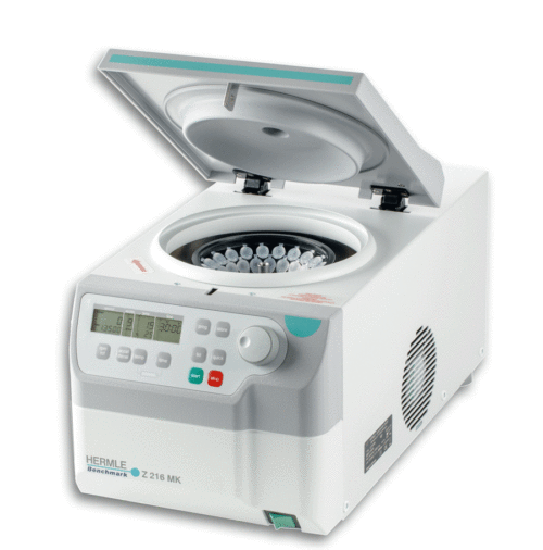 Hermle Z216 MK Refrigerated Microcentrifuge Open Lid With Control Panel Left Front Side View