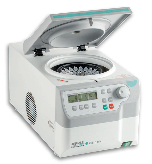 Hermle Z216 MK Refrigerated Microcentrifuge Open Lid With Control Panel Right Front Side View
