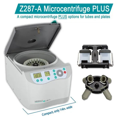 Hermle Z287 A Microcentrifuge PLUS Open Lid With Control Panel And Options For Tubes And Plates View