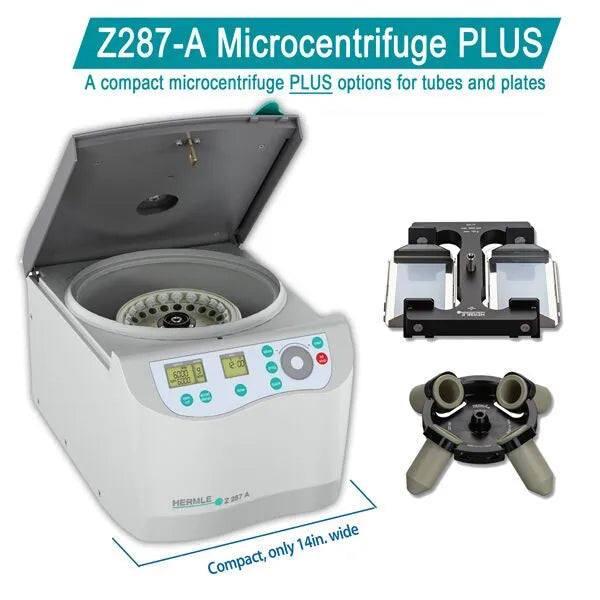 Hermle Z287 A Microcentrifuge PLUS Open Lid With Control Panel And Options For Tubes And Plates View