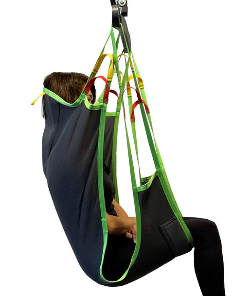 Side View Human Care Comfort Sling Soft Shoulder High Patient Lift Sling Soft Air Mesh for Enhanced Pressure Relief and Support
