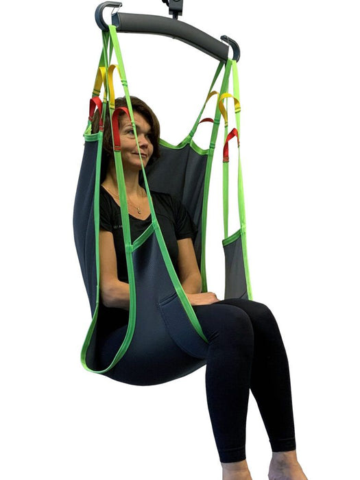 Front Side View Human Care Comfort Sling Soft Shoulder High Patient Lift Sling Soft Air Mesh for Enhanced Pressure Relief and Support