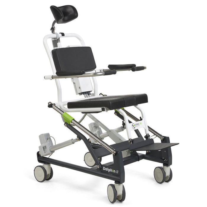 Medical Human Care Dolphin II Shower Chair Electric Height-Adjustable Tilting Shower and Commode Chair for Ergonomic, Safe Personal Care