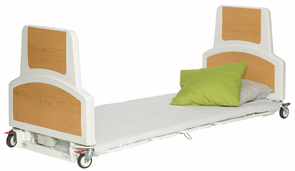Wooden Human Care FloorLine LTC Hospital-Style Bed for Home Care and Long-Term Care with Low-Fall Safety Design