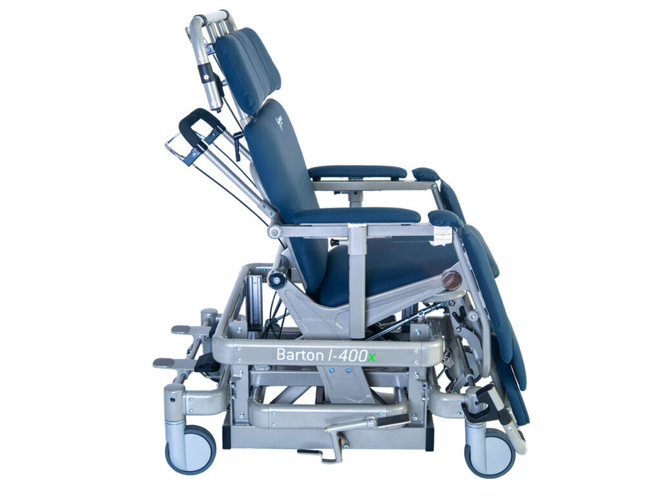 Side View Human Care I-400X Convertible Chair for Safe Patient Handling, Ergonomic Transfers and Tilt in Space Support
