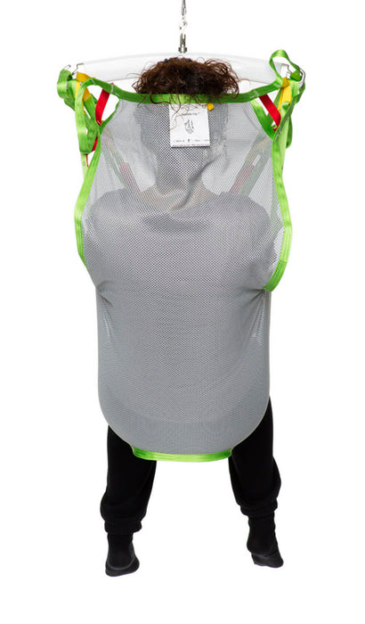 Back View Human Care Silhouette Polyester Net High-Back Sling for Patient Lifting Comfortable Full-Body Support for Users with Limited Trunk Stability