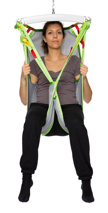 Front View Human Care Silhouette Polyester Net High-Back Sling for Patient Lifting Comfortable Full-Body Support for Users with Limited Trunk Stability