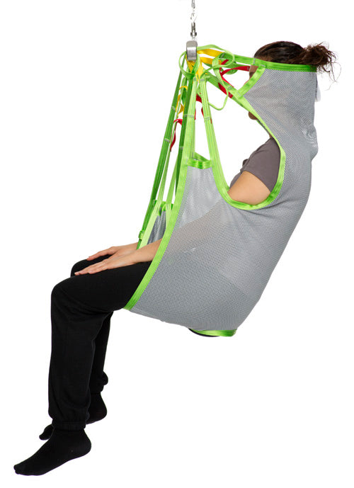 Side View Human Care Silhouette Polyester Net High-Back Sling for Patient Lifting Comfortable Full-Body Support for Users with Limited Trunk Stability