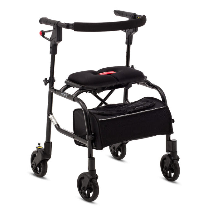 Durable Human Care neXus oNe 20 Black Rollator Slim, Cable-Free, and Easy-to-Fold Design for Superior Comfort and Mobility in Narrow Spaces