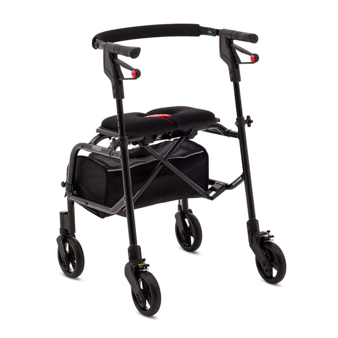 Sturdy Human Care neXus oNe 20 Black Rollator Slim, Cable-Free, and Easy-to-Fold Design for Superior Comfort and Mobility in Narrow Spaces