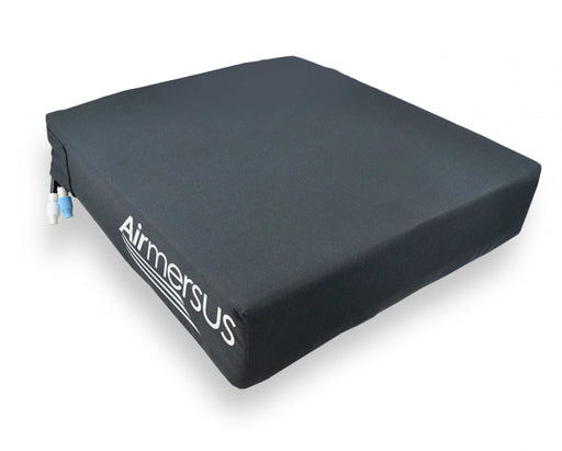 Immersus Airmersus Adjustable 3 Zone Seat Cushion Black Breathable Stretch Knit Cover With Logo and Air-Valve View
