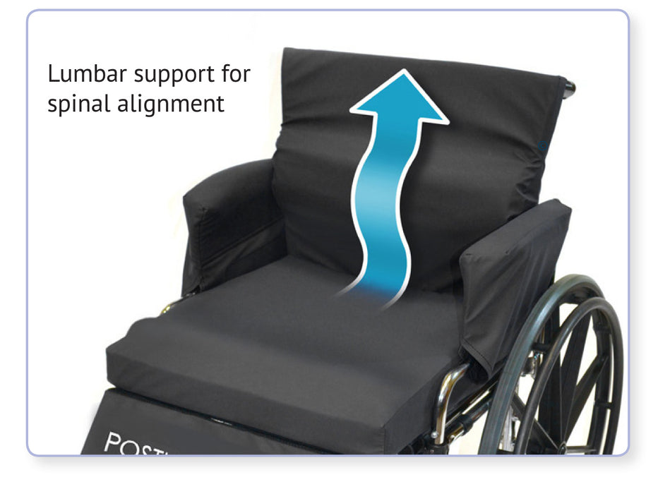 Immersus Posture-Mate WC Wheelchair Seat and Back Cushion for Standard Wheelchair With Lumbar Support Feature View