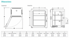 Jeio Tech Forced Convection Laboratory Oven with 250°C Temperature Control, Opti-Flow™ Airflow, Dimension Image