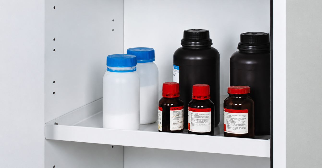 Jeio Tech Safety Acid Corrosive Cabinet Designed For Secure Storage Of Corrosive Chemicals In Laboratory Environments, Interior Image