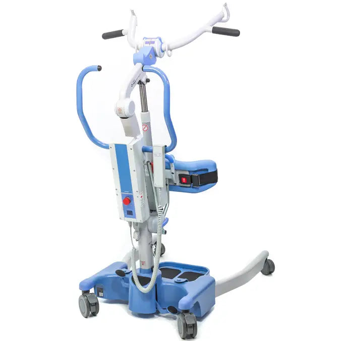Joerns Hoyer Journey Portable Stand Aid Lift With Handle Bar Knee Pads And Foot Plate Rear View