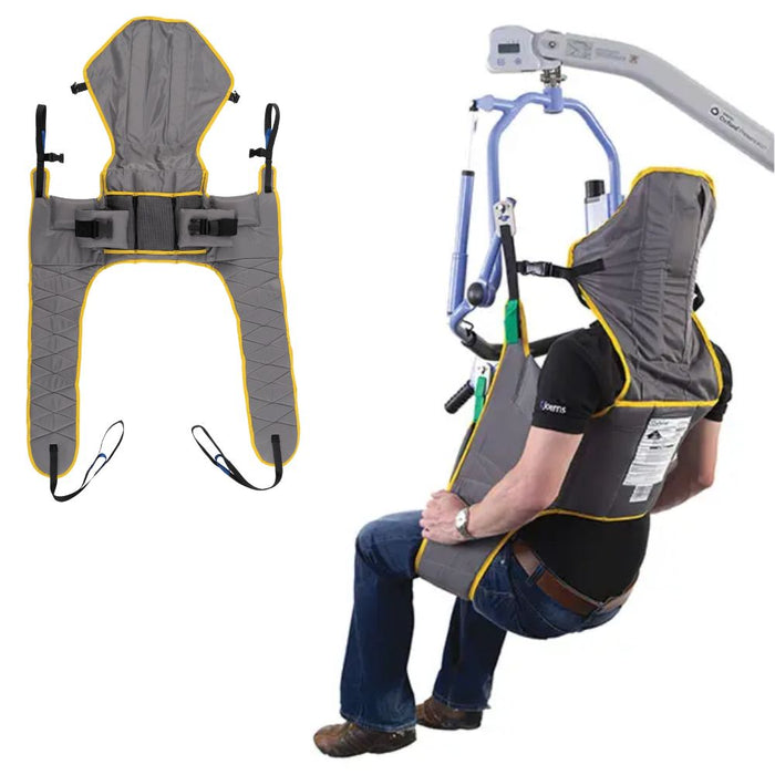 Joerns Hoyer Professional Access Loop Style Sling With Head Support In Patient Lift View