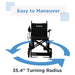 Journey Air Elite Lightweight Folding Power Chair Turning Radius View